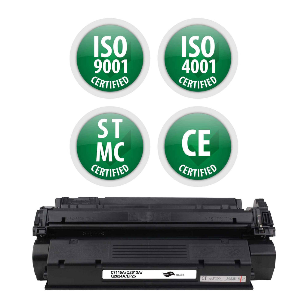 Replacement Toner Cartridge for C7115A(Universal with Q2613A/Q2624A/EP25) – Remanufactured Standard Yield Laser Printer Cartridge for Canon, HP