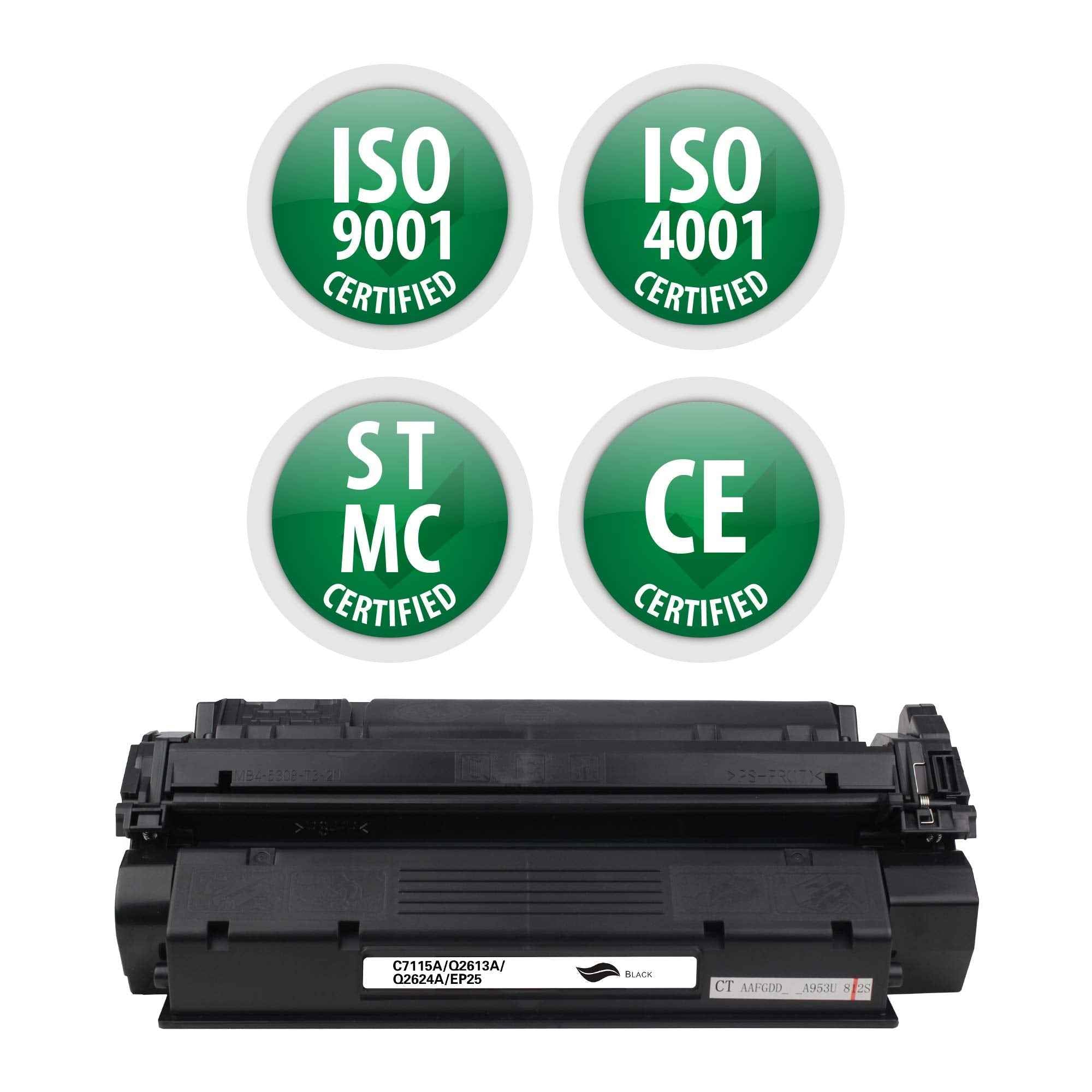 Replacement Toner Cartridge for C7115A(Universal with Q2613A/Q2624A/EP25) – Remanufactured Standard Yield Laser Printer Cartridge for Canon, HP