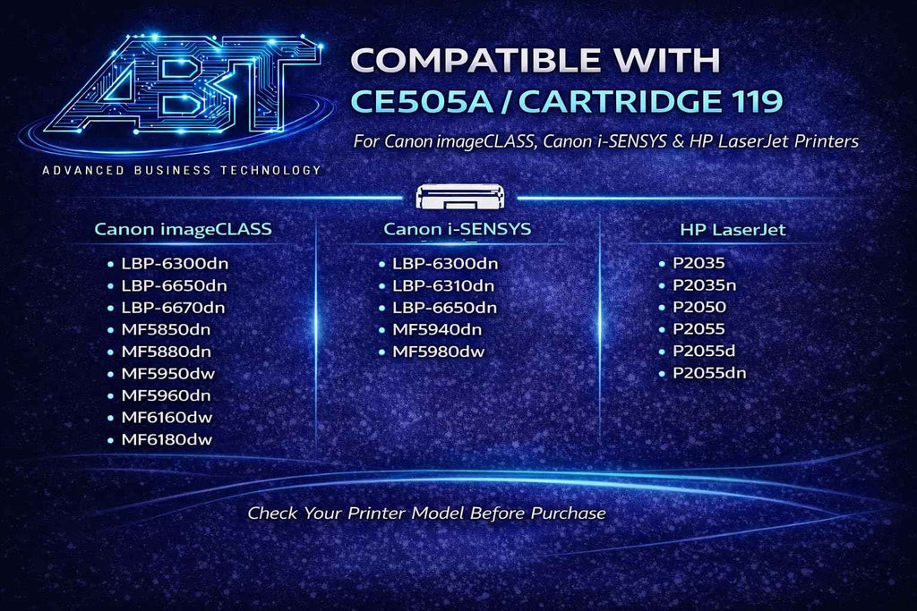 CE505A Toner Cartridge Black / Cartridge 119, Compatible with Canon imageCLASS, Canon i-SENSYS & HP LaserJet Printers, Standard Yield, 1-Pack