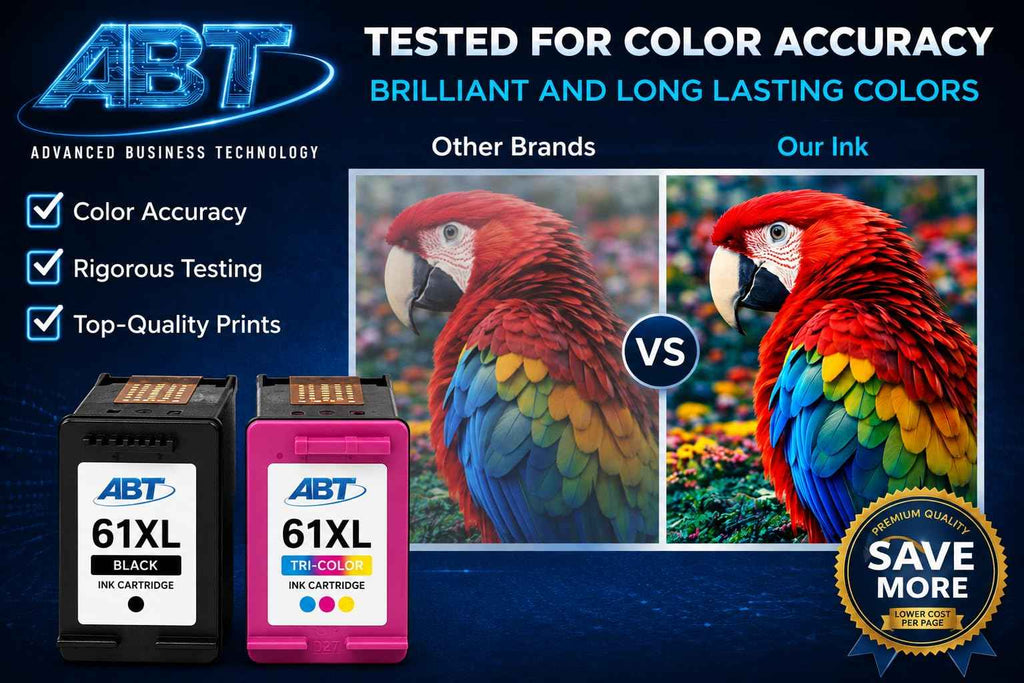 ABT Compatible 61XL Remanufactured Ink Cartridge Replacement for HP 61XL Black and Tri-Color Combo Pack High Yield Ink Cartridges HP Black 480 Pages HP Tri-Color 450 Pages
