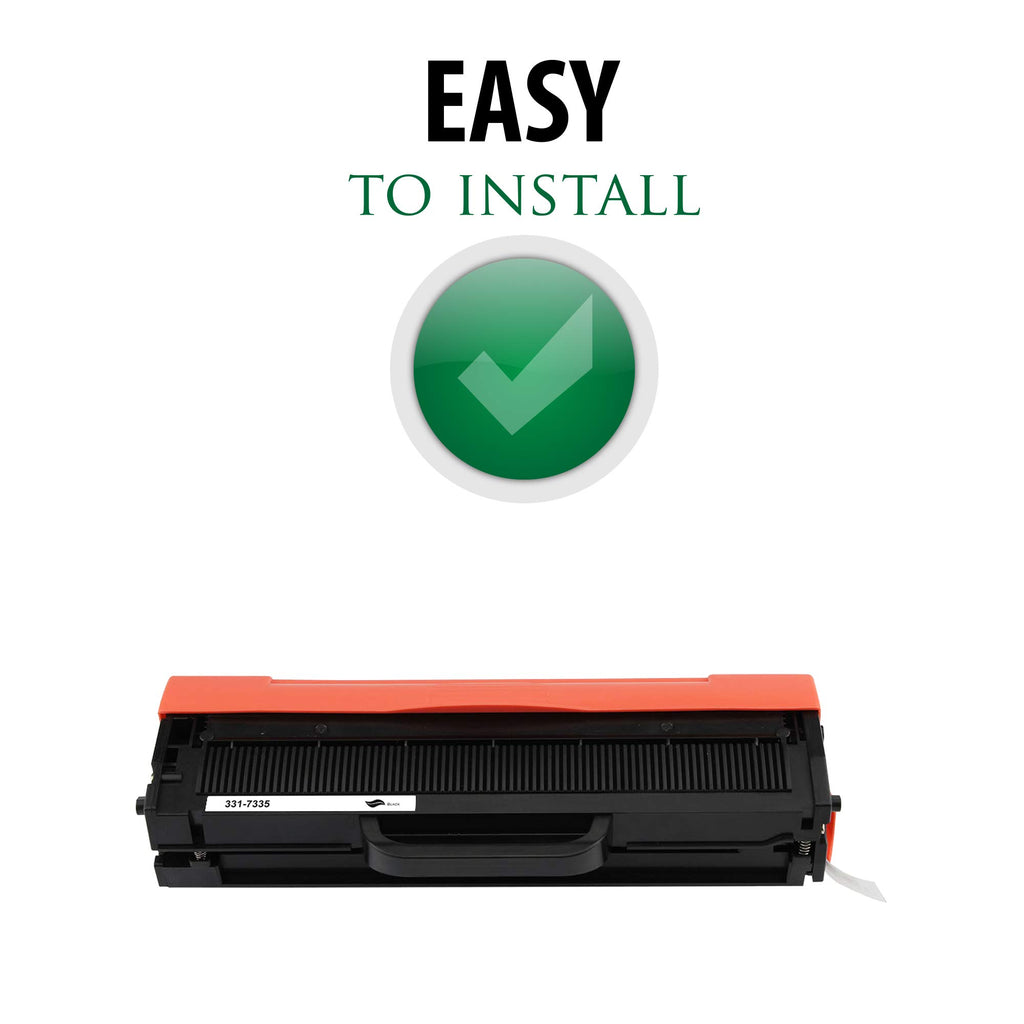 Black toner cartridge with orange top, easy-install badge icon