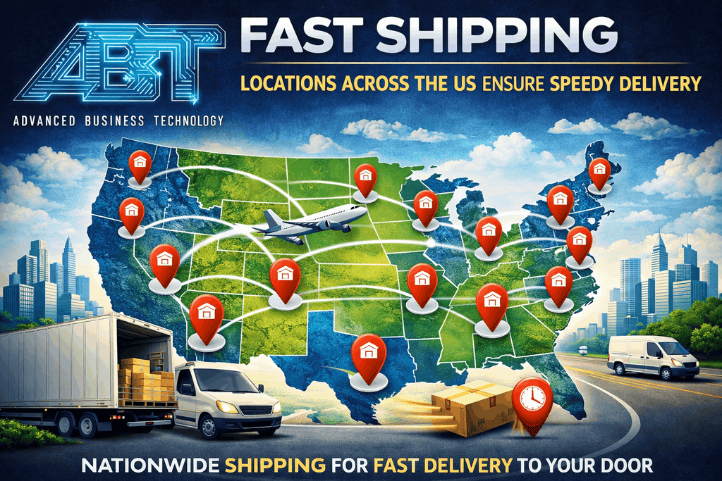 Fast shipping promotion highlighting nationwide delivery with green, blue, and yellow colors.
