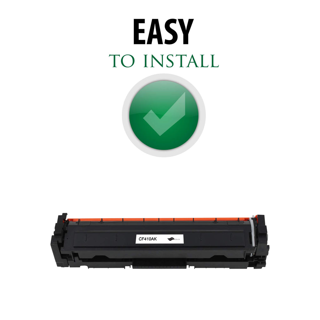 Black toner cartridge with red top strip and front label