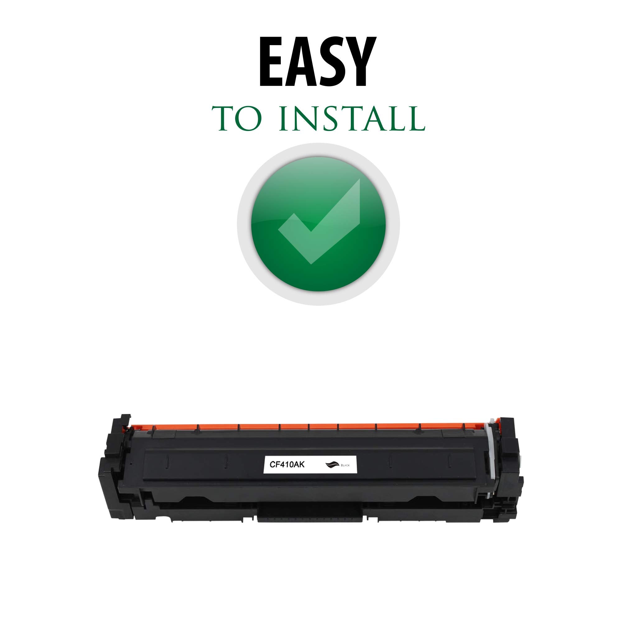 Black toner cartridge with red top strip and front label