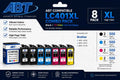 ABT Compatible LC401XL Ink Cartridge Combo Pack 2 Pack Replacement for Brother LC401XL Black Cyan Magenta Yellow Ink Cartridges High Yield Works with MFC-J1010DW MFC-J1012DW MFC-J1170DW