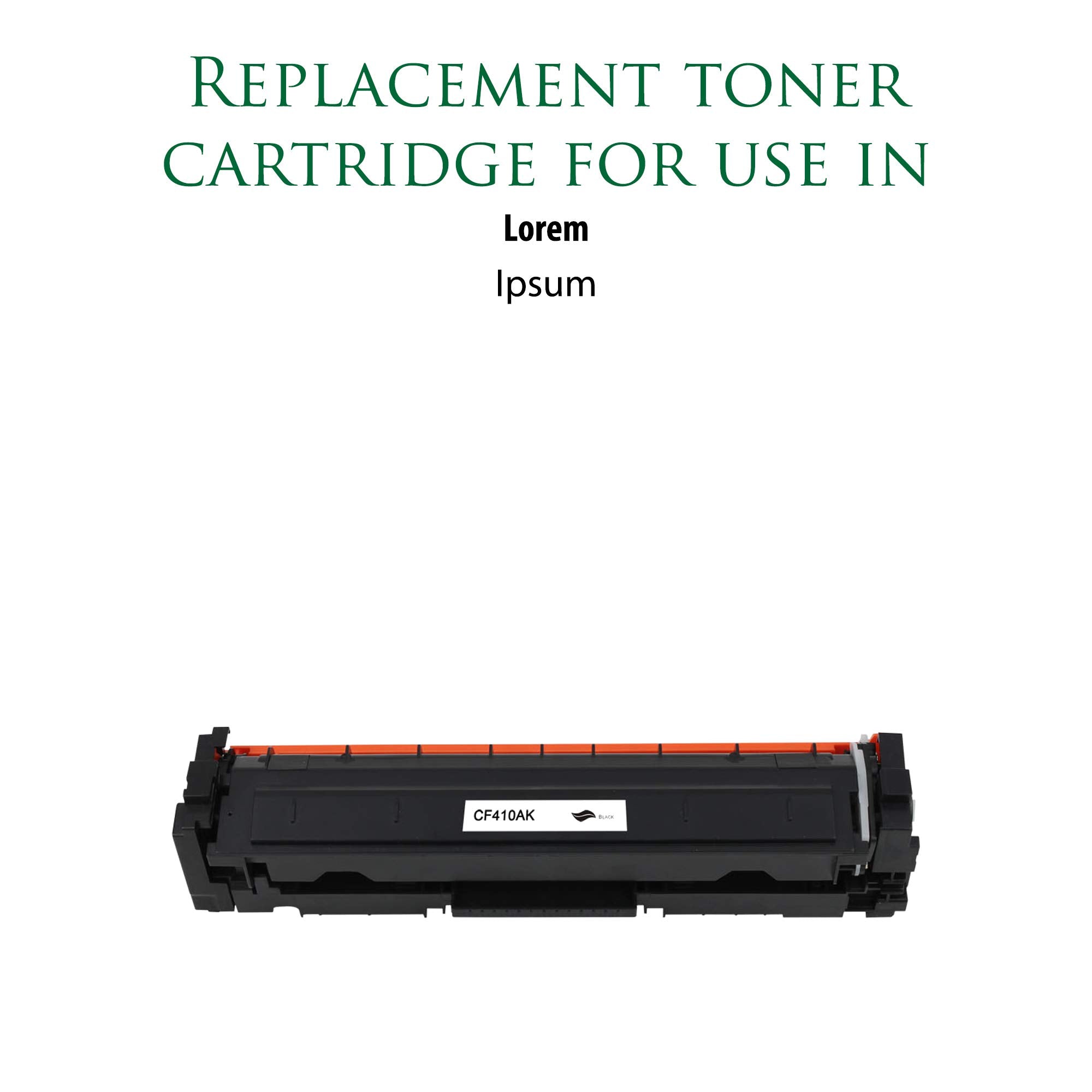 Black toner cartridge with red top band and front label