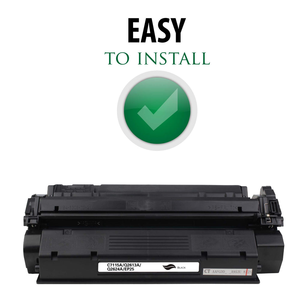 Replacement Toner Cartridge for C7115A(Universal with Q2613A/Q2624A/EP25) – Remanufactured Standard Yield Laser Printer Cartridge for Canon, HP