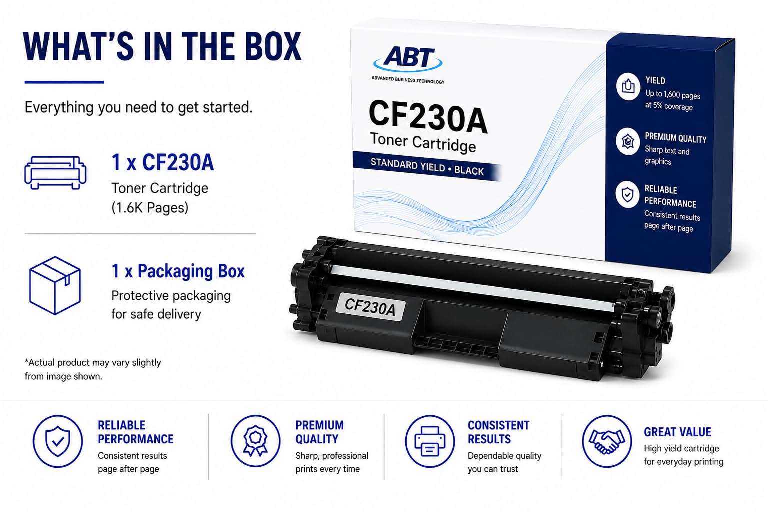 Advanced Business Technology ABT Compatible CF230A Toner Cartridge Replacement for HP 30A CF230A and 30X CF230X Black Toner Cartridge with Chip Works with LJ Pro M203dn M203dw M227fdw M227fdn
