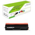 Black toner cartridge replacement box, green and white packaging