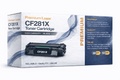 Black toner cartridge CF281X-style in retail box, with cartridge pictured front.