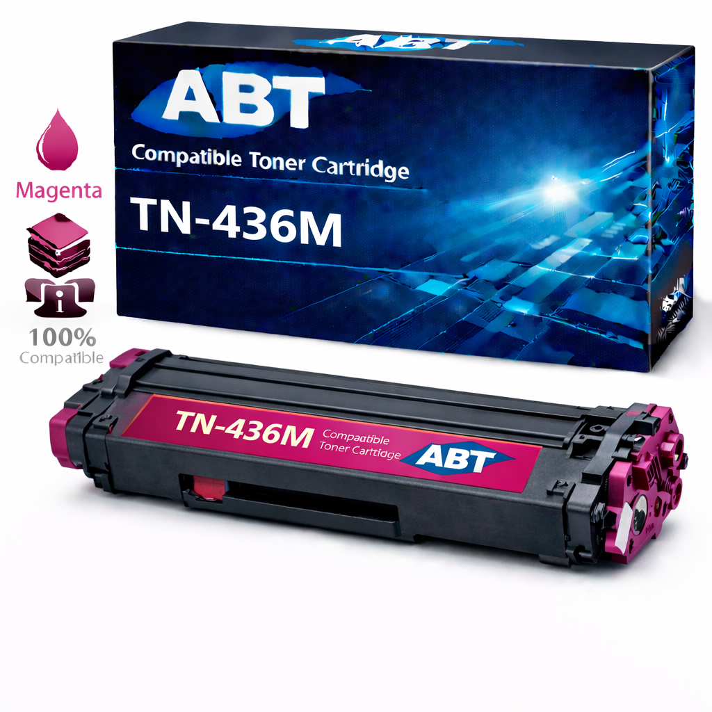 Packaging of the TN436M high yield magenta toner cartridge with ABT branding.
