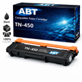 Packaging of the TN450 compatible black toner cartridge, showcasing its features and model.