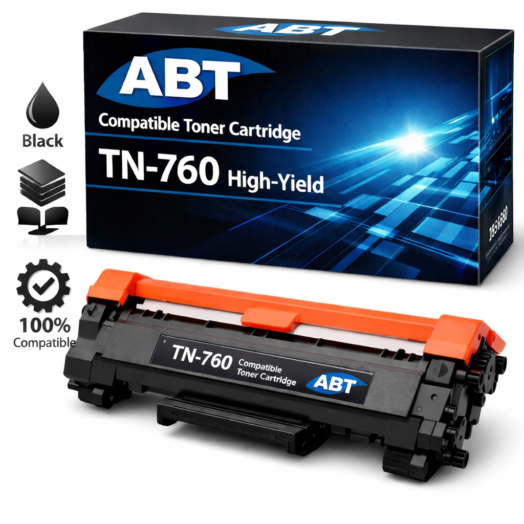 Packaging of the TN760 high yield black toner cartridge, featuring black and orange colors.