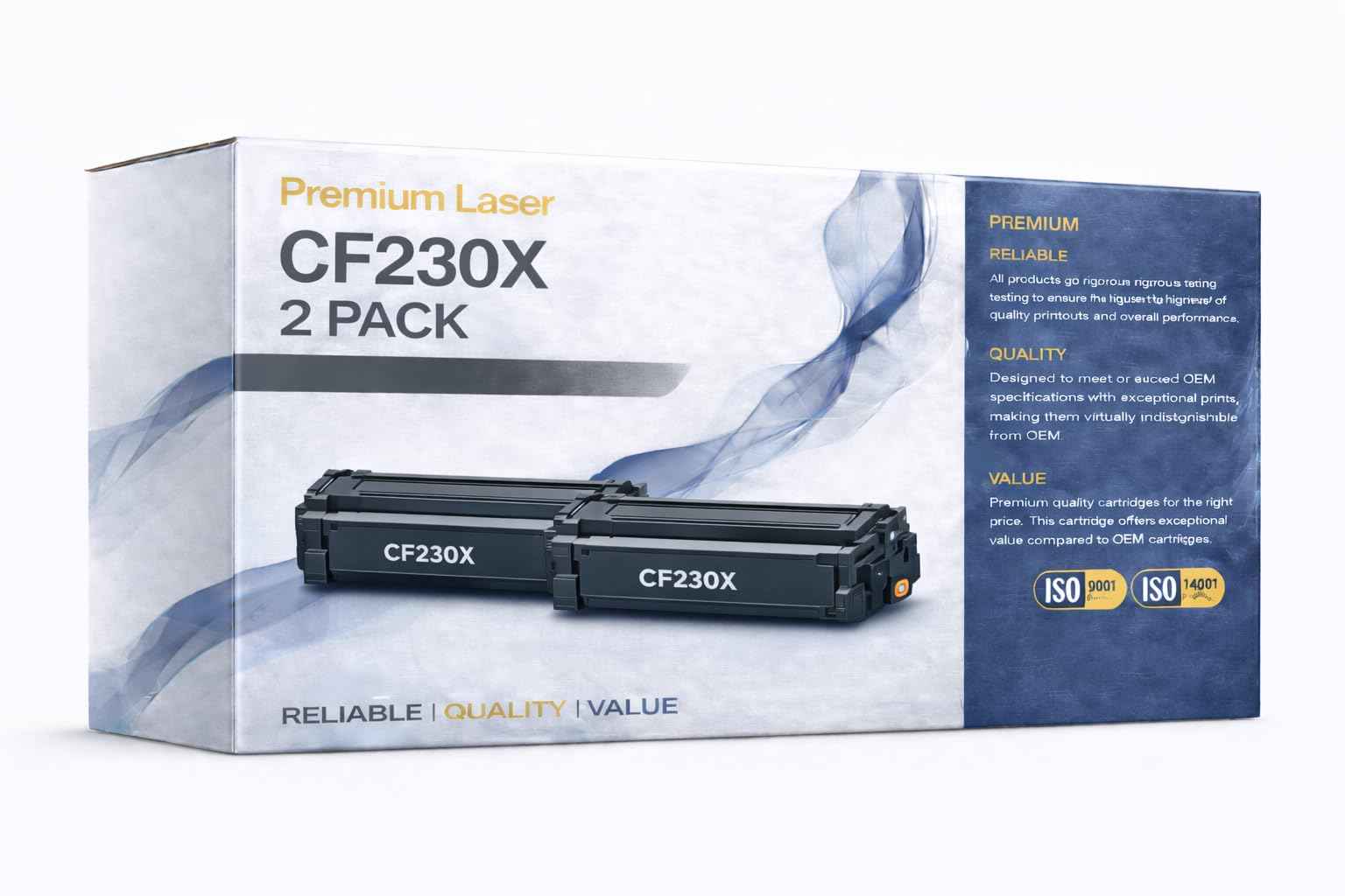 Front view of the ABT Compatible CF230X (30X) High Yield Black Toner Cartridge 2-Pack packaging on a white background.