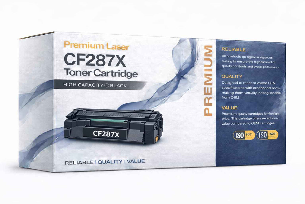 Black CF287X toner cartridge in retail box