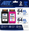 ABT Compatible 64XL Ink Cartridge Combo Pack Replacement for HP 64XL Black and Tri-Color Ink Cartridges High Yield 450 Black 415 Tri-Color Works with ENVY Photo 7855e 6255e Tango X