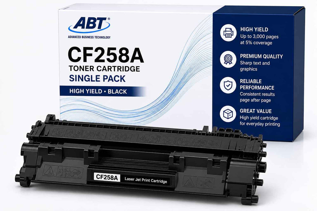 Advanced Business Technology ABT Compatible CF258A Toner Cartridge Replacement for HP 58A CF258A and 58X CF258X Black Toner Cartridge with Chip Works with LJ Pro M404dn M404dw M428fdw