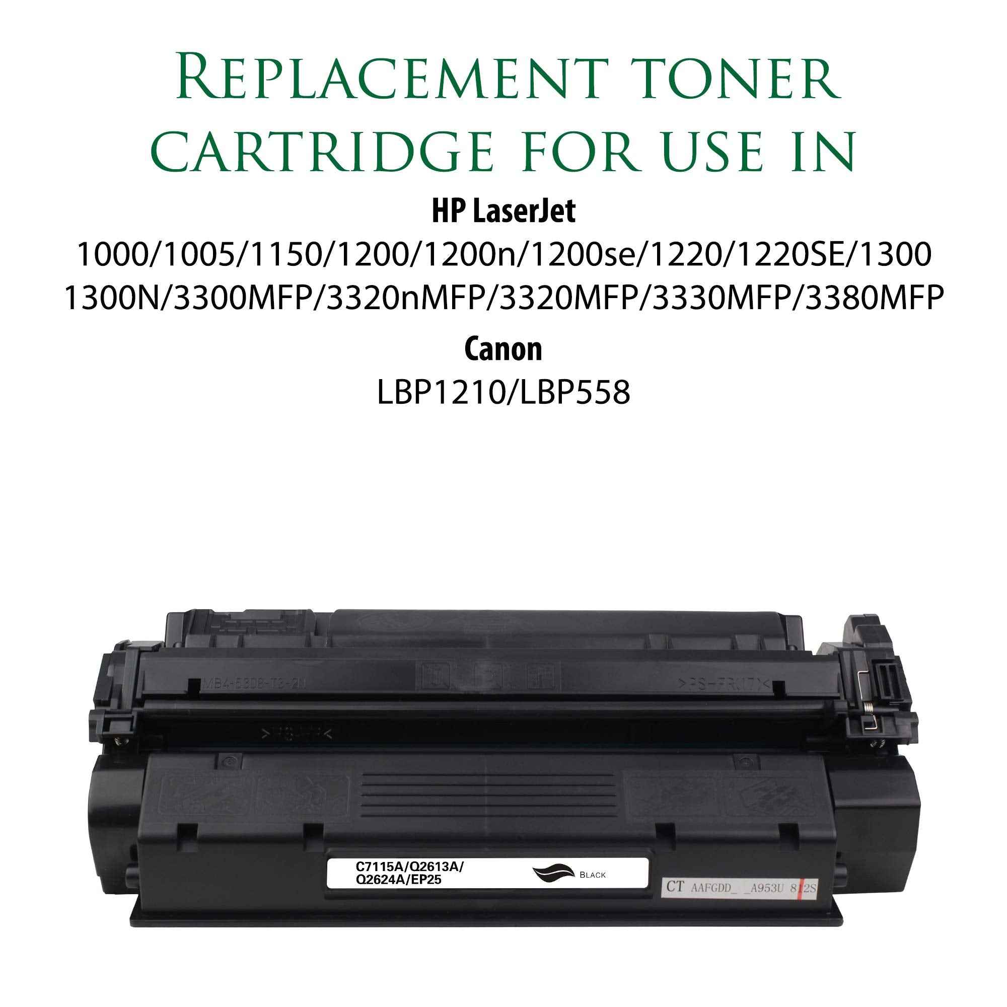 Replacement Toner Cartridge for C7115A(Universal with Q2613A/Q2624A/EP25) – Remanufactured Standard Yield Laser Printer Cartridge for Canon, HP