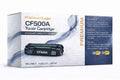 Black toner cartridge in retail box, CF500A 202A compatible