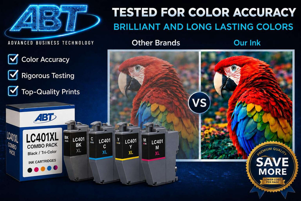 ABT Compatible LC401XL Ink Cartridge Combo Pack Replacement for Brother LC401XL Black Cyan Magenta Yellow Ink Cartridges High Yield Works with MFC-J1010DW MFC-J1012DW MFC-J1170DW