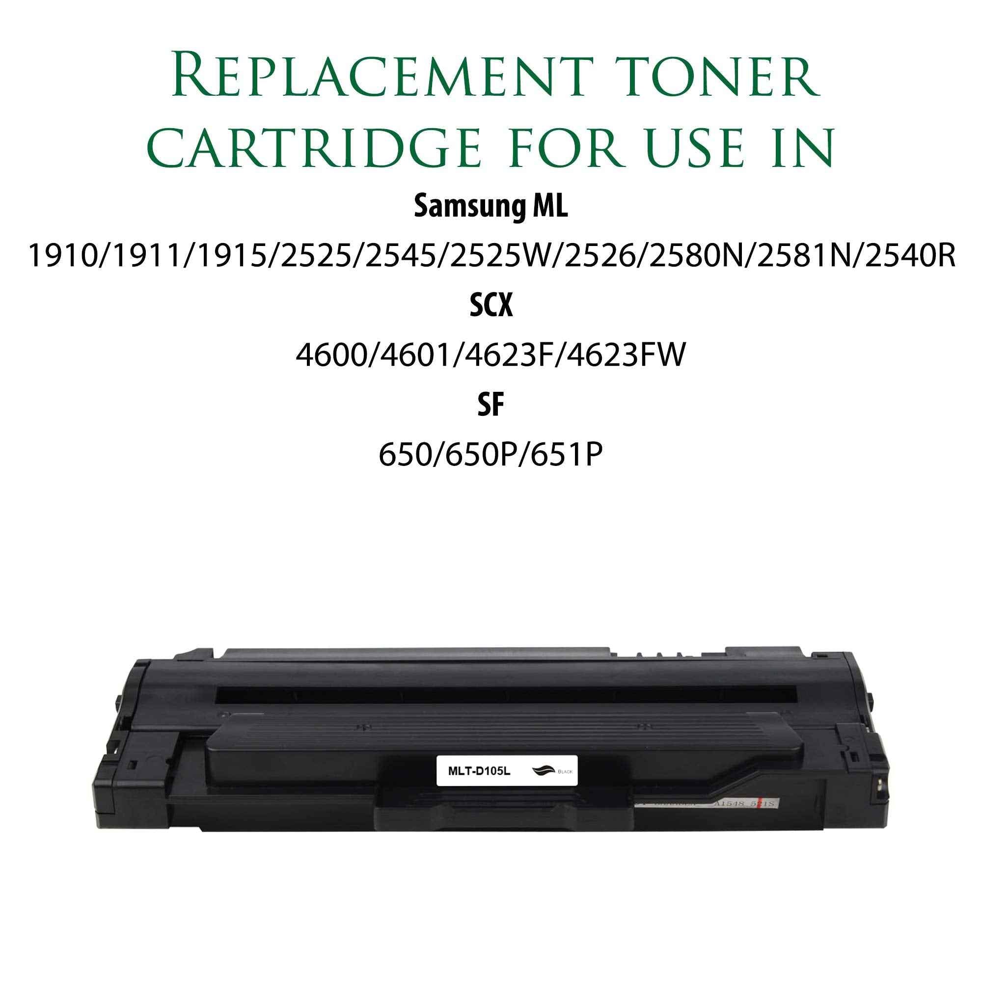 Black toner cartridge, side view, label MLT-D105L