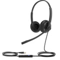 USB wired over-ear headset with black earcups, boom mic, and inline control cable